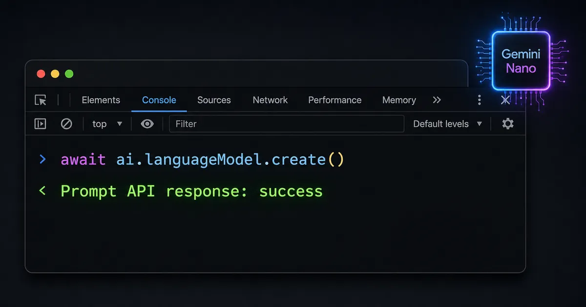 Mockup do Chrome DevTools mostrando uma resposta bem-sucedida da Prompt API.