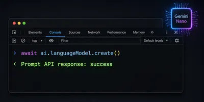 Mockup do Chrome DevTools mostrando uma resposta bem-sucedida da Prompt API.